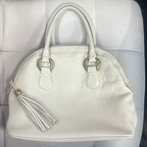 Vintage Portofino Pebbled Leather Tote Bag | Cream Soft Leather Satchel